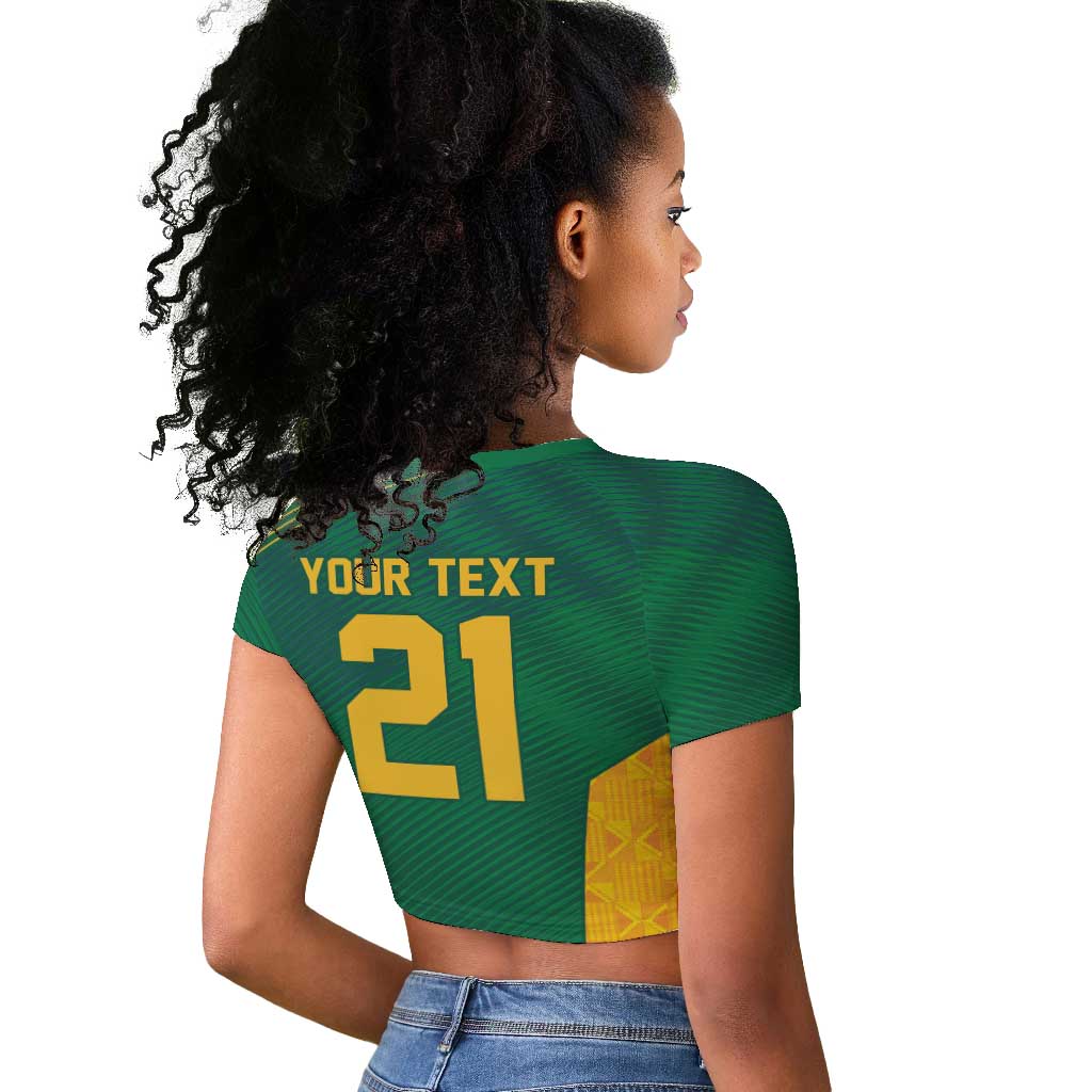 World Football 2026 South Africa Custom Raglan Cropped T shirt Tradional Protea Kente Pattern - African Pride