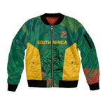 World Football 2026 South Africa Custom Sleeve Zip Bomber Jacket Tradional Protea Kente Pattern - African Pride
