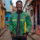 World Football 2026 South Africa Custom Sleeve Zip Bomber Jacket Tradional Protea Kente Pattern - African Pride