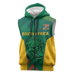World Football 2026 South Africa Custom Sleeveless Zip Hoodie Tradional Protea Kente Pattern - African Pride