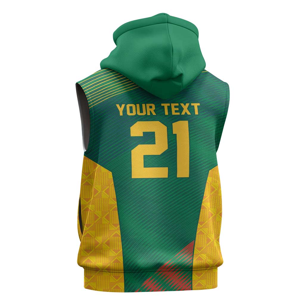 World Football 2026 South Africa Custom Sleeveless Zip Hoodie Tradional Protea Kente Pattern - African Pride