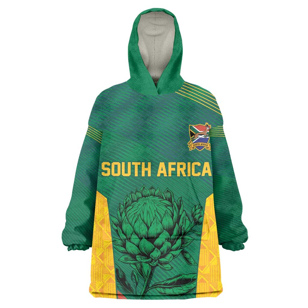 World Football 2026 South Africa Custom Wearable Blanket Hoodie Tradional Protea Kente Pattern - African Pride