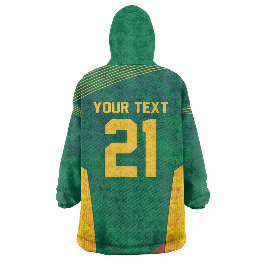 World Football 2026 South Africa Custom Wearable Blanket Hoodie Tradional Protea Kente Pattern - African Pride