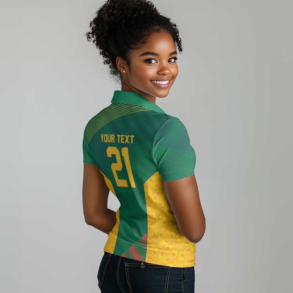 World Football 2026 South Africa Custom Women Polo Shirt Tradional Protea Kente Pattern - African Pride