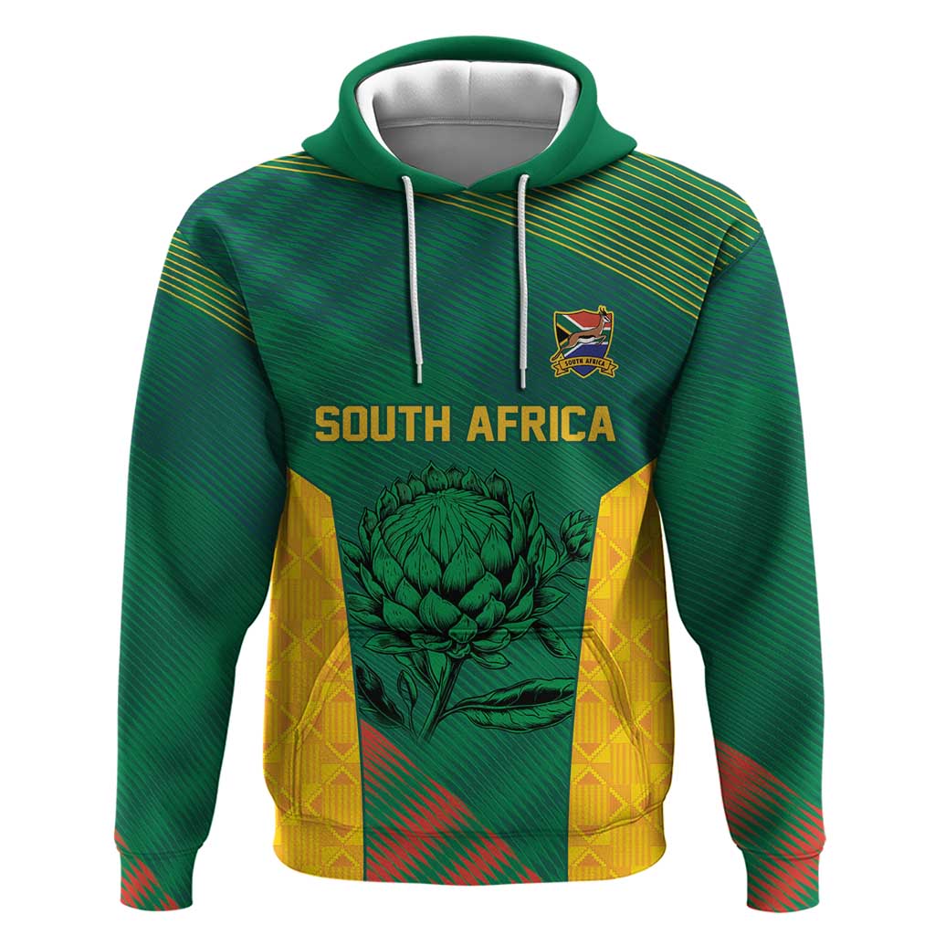 World Football 2026 South Africa Custom Zip Hoodie Tradional Protea Kente Pattern - African Pride