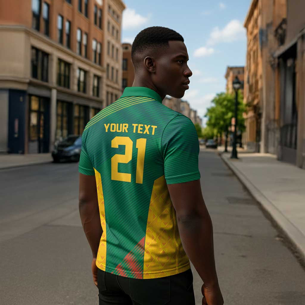 World Football 2026 South Africa Custom Zipper Polo Shirt Tradional Protea Kente Pattern - African Pride
