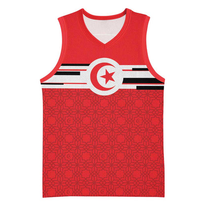 World Football 2026 Tunisia Custom Basketball Jersey Traditional Islamic Motif - African Pride