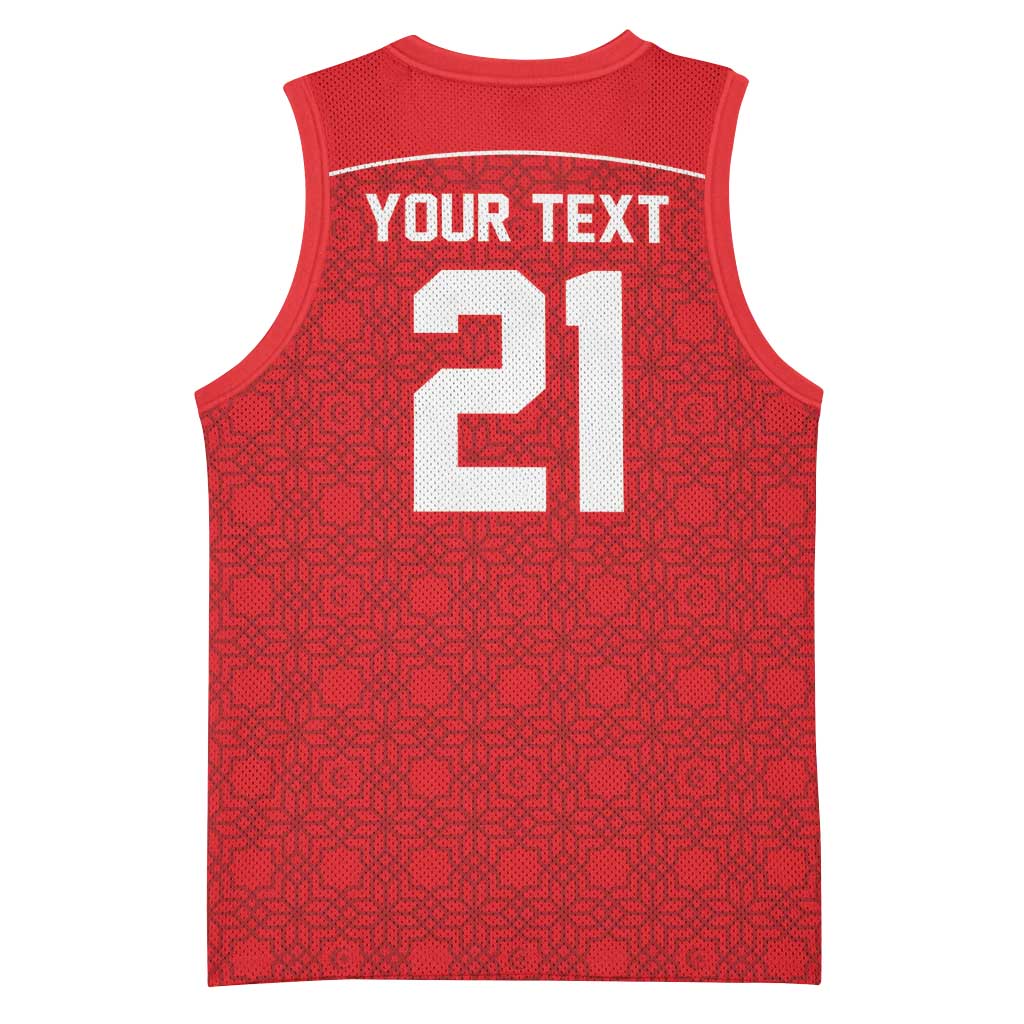 World Football 2026 Tunisia Custom Basketball Jersey Traditional Islamic Motif - African Pride