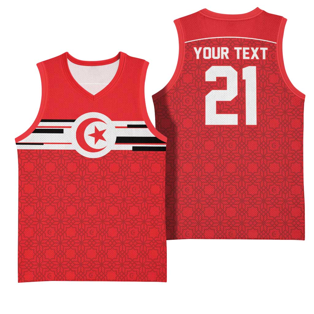World Football 2026 Tunisia Custom Basketball Jersey Traditional Islamic Motif - African Pride