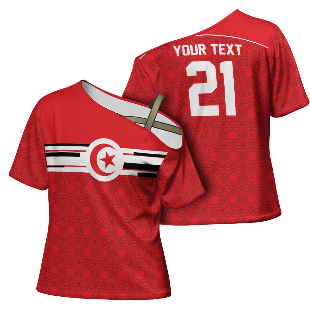 World Football 2026 Tunisia Custom Cross Shoulder Shirt Traditional Islamic Motif - African Pride