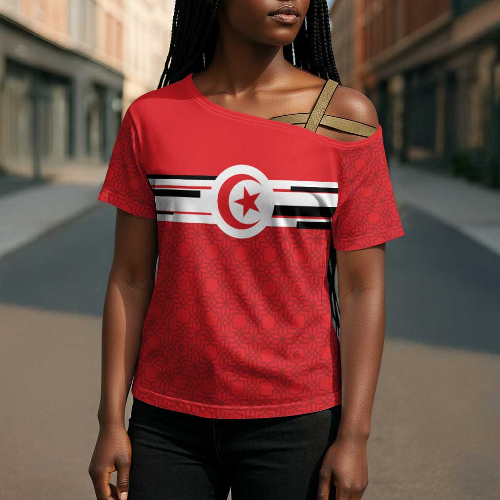 World Football 2026 Tunisia Custom Cross Shoulder Shirt Traditional Islamic Motif - African Pride