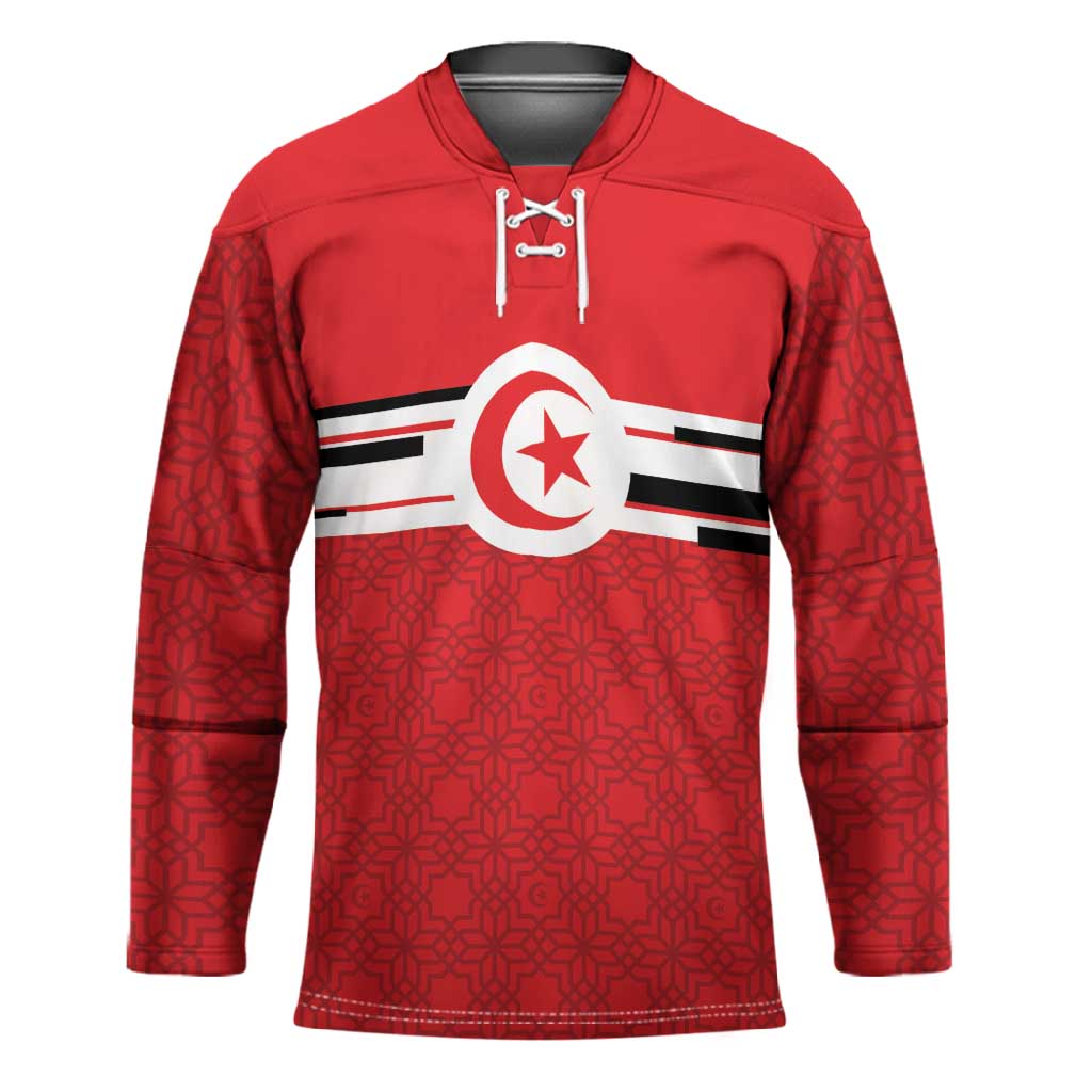 World Football 2026 Tunisia Custom Hockey Jersey Traditional Islamic Motif - African Pride