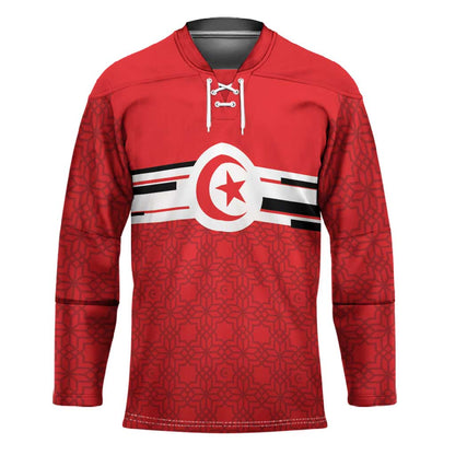 World Football 2026 Tunisia Custom Hockey Jersey Traditional Islamic Motif - African Pride
