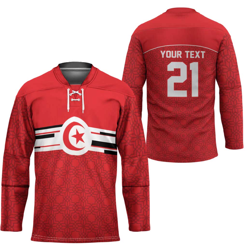 World Football 2026 Tunisia Custom Hockey Jersey Traditional Islamic Motif - African Pride