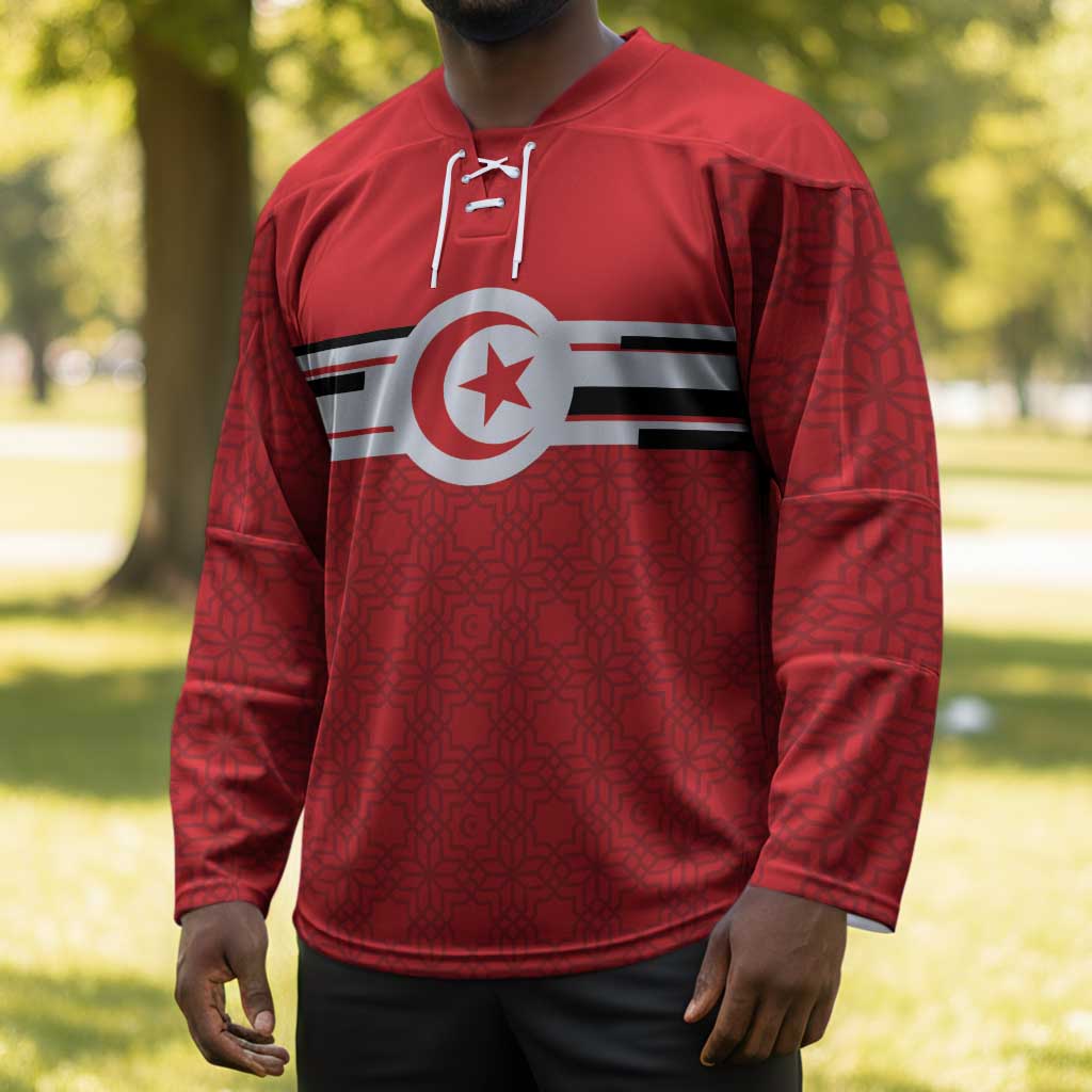 World Football 2026 Tunisia Custom Hockey Jersey Traditional Islamic Motif - African Pride
