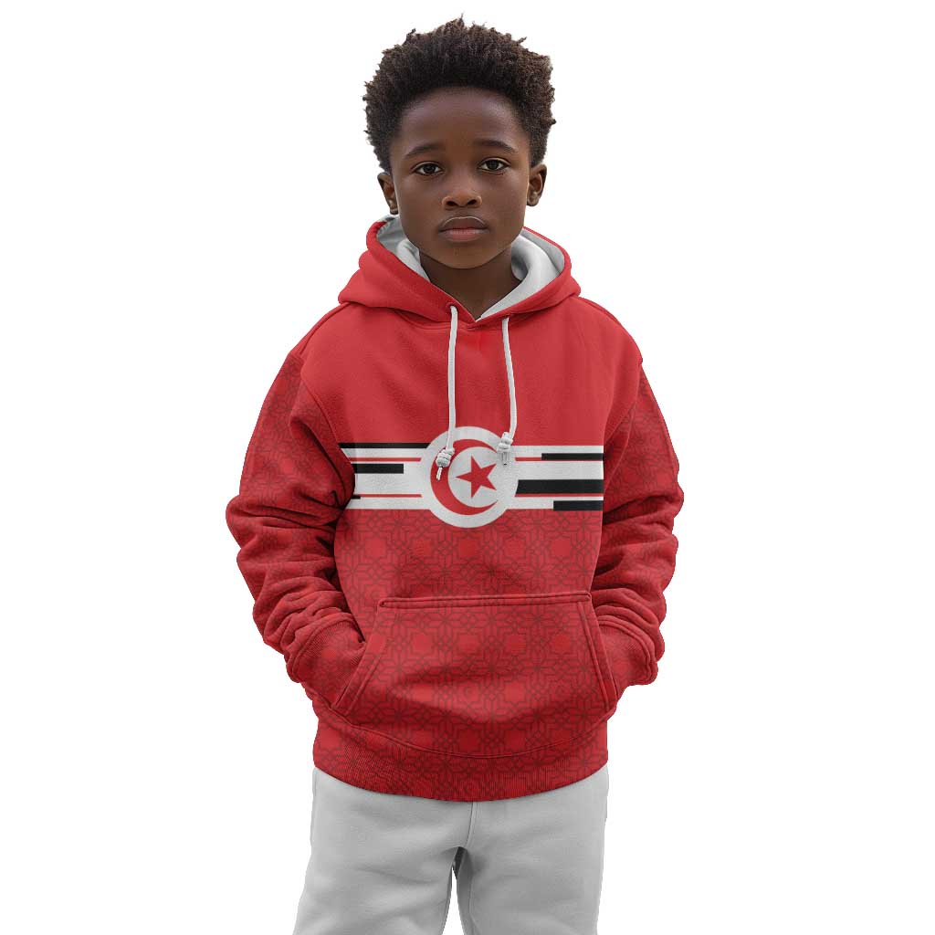 World Football 2026 Tunisia Custom Kid Hoodie Traditional Islamic Motif - African Pride