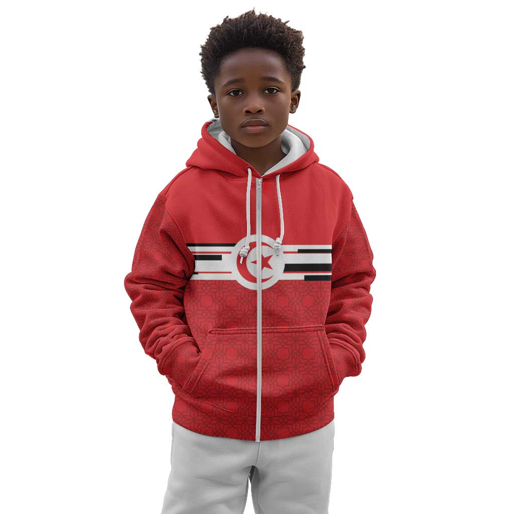 World Football 2026 Tunisia Custom Kid Hoodie Traditional Islamic Motif - African Pride
