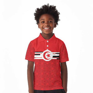 World Football 2026 Tunisia Custom Kid Polo Shirt Traditional Islamic Motif - African Pride