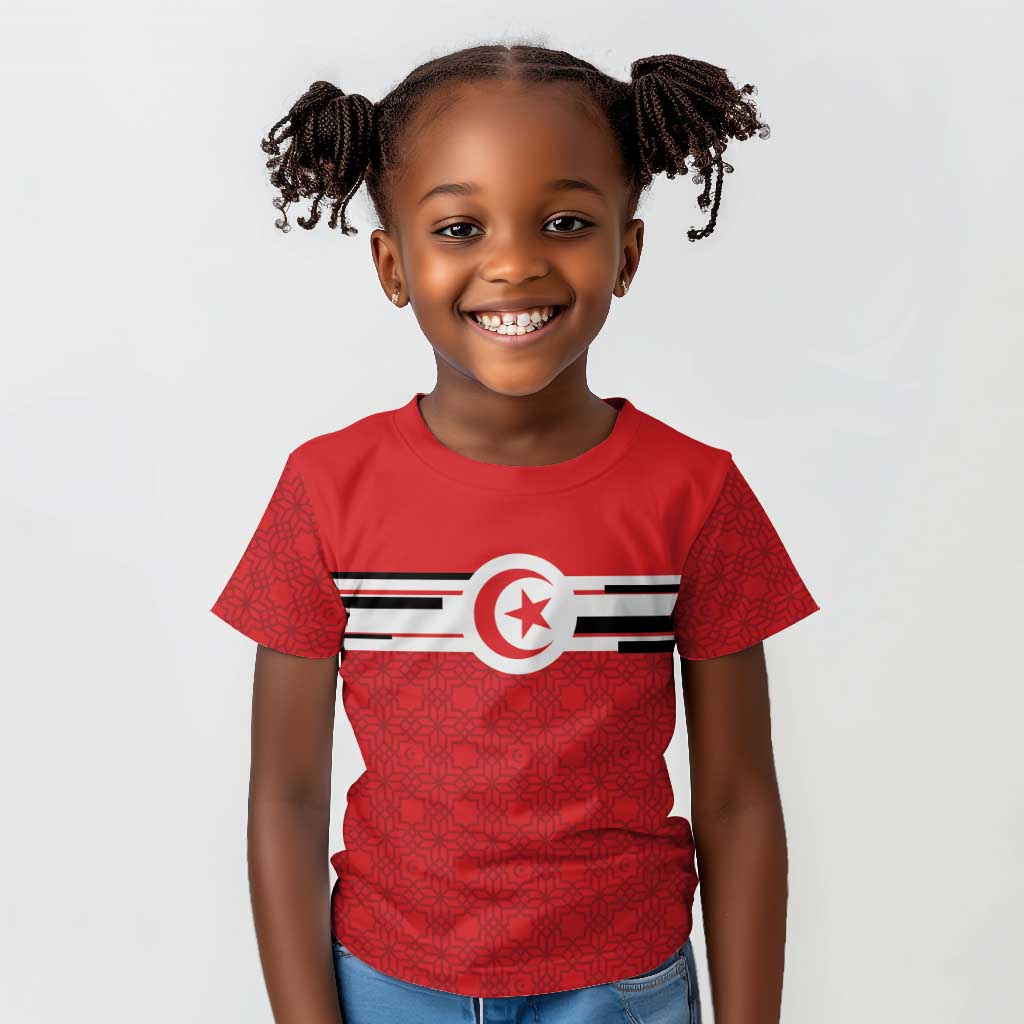 World Football 2026 Tunisia Custom Kid T shirt Traditional Islamic Motif - African Pride