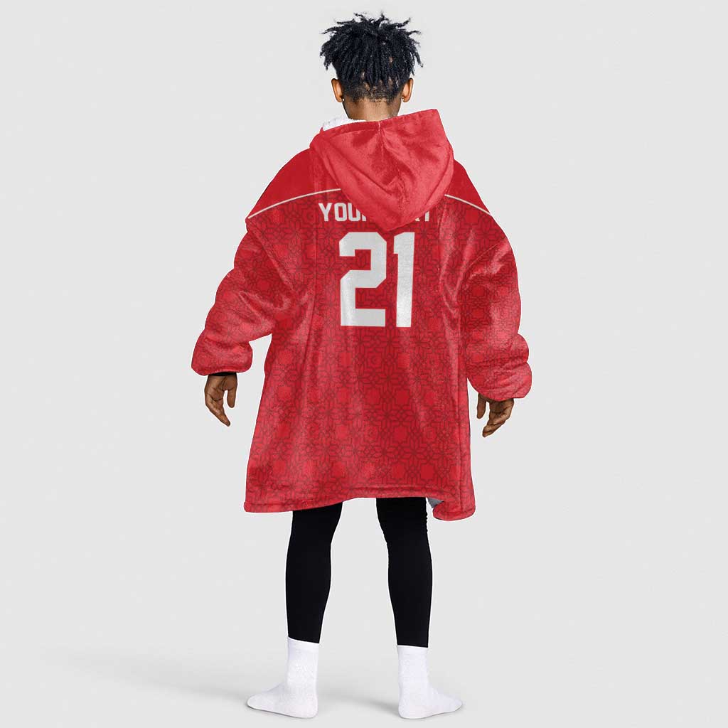 World Football 2026 Tunisia Custom Kid Wearable Blanket Hoodie Traditional Islamic Motif - African Pride