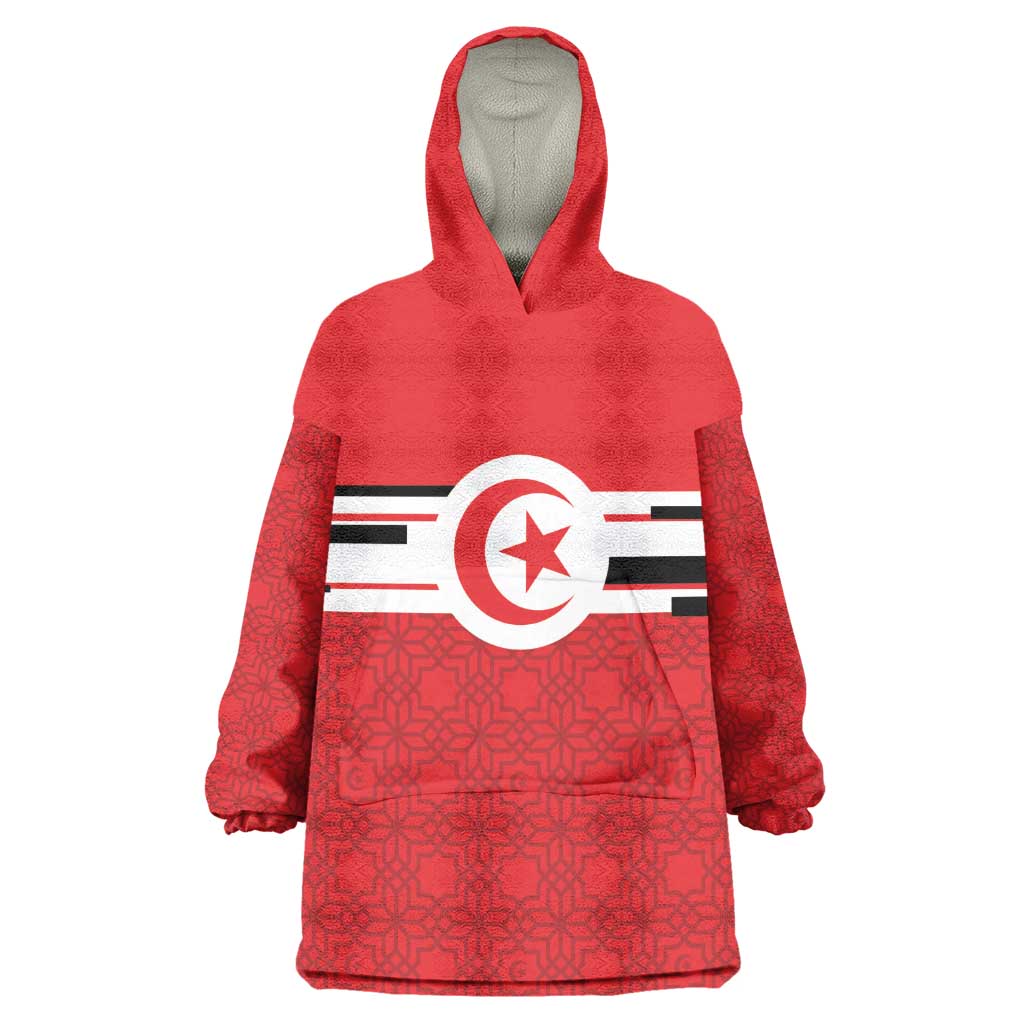 World Football 2026 Tunisia Custom Kid Wearable Blanket Hoodie Traditional Islamic Motif - African Pride
