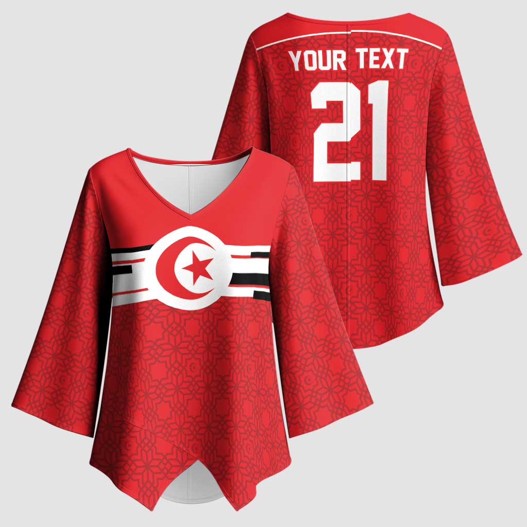 World Football 2026 Tunisia Custom Kimono Sleeve Blouse Traditional Islamic Motif - African Pride