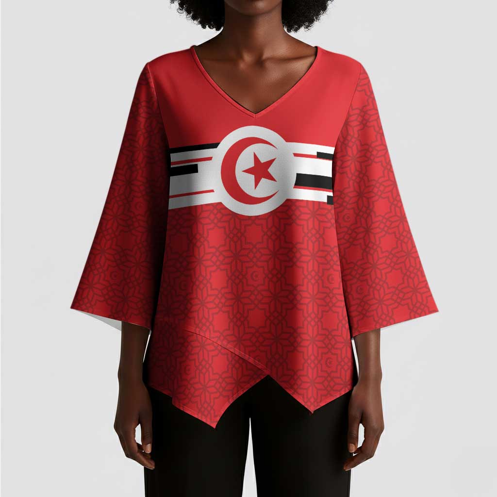 World Football 2026 Tunisia Custom Kimono Sleeve Blouse Traditional Islamic Motif - African Pride