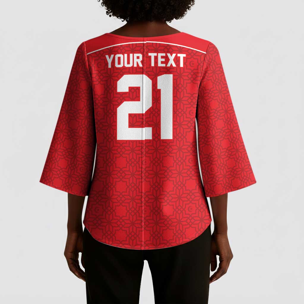 World Football 2026 Tunisia Custom Kimono Sleeve Blouse Traditional Islamic Motif - African Pride