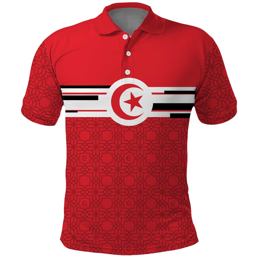 World Football 2026 Tunisia Custom Polo Shirt Traditional Islamic Motif - African Pride