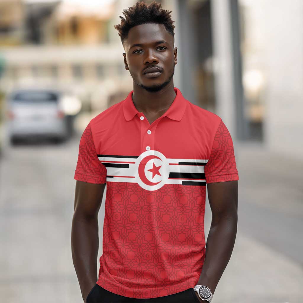 World Football 2026 Tunisia Custom Polo Shirt Traditional Islamic Motif - African Pride