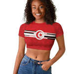 World Football 2026 Tunisia Custom Raglan Cropped T shirt Traditional Islamic Motif - African Pride