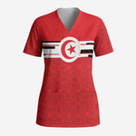 World Football 2026 Tunisia Custom Scrub Top Traditional Islamic Motif - African Pride