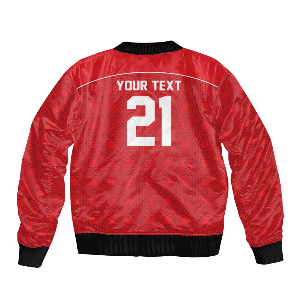 World Football 2026 Tunisia Custom Sleeve Zip Bomber Jacket Traditional Islamic Motif - African Pride