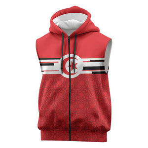 World Football 2026 Tunisia Custom Sleeveless Zip Hoodie Traditional Islamic Motif - African Pride