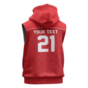 World Football 2026 Tunisia Custom Sleeveless Zip Hoodie Traditional Islamic Motif - African Pride