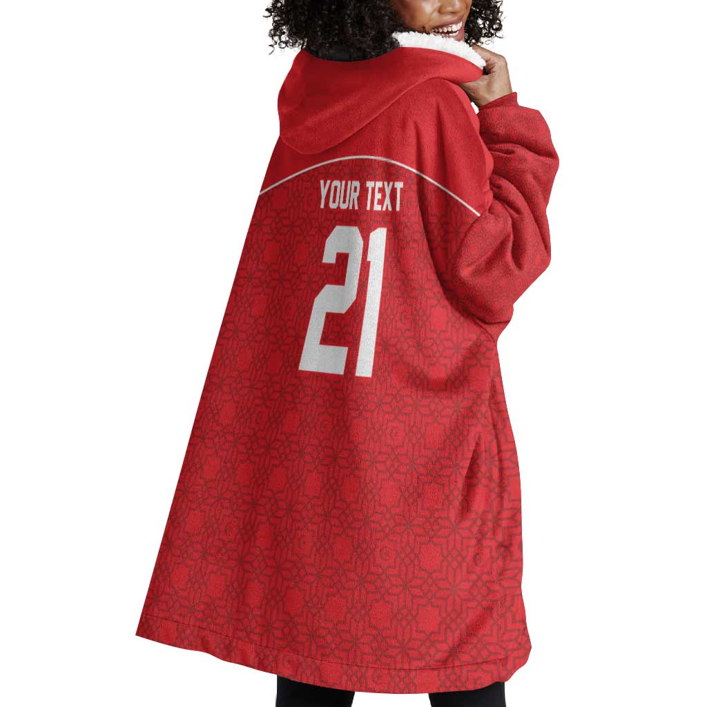 World Football 2026 Tunisia Custom Wearable Blanket Hoodie Traditional Islamic Motif - African Pride