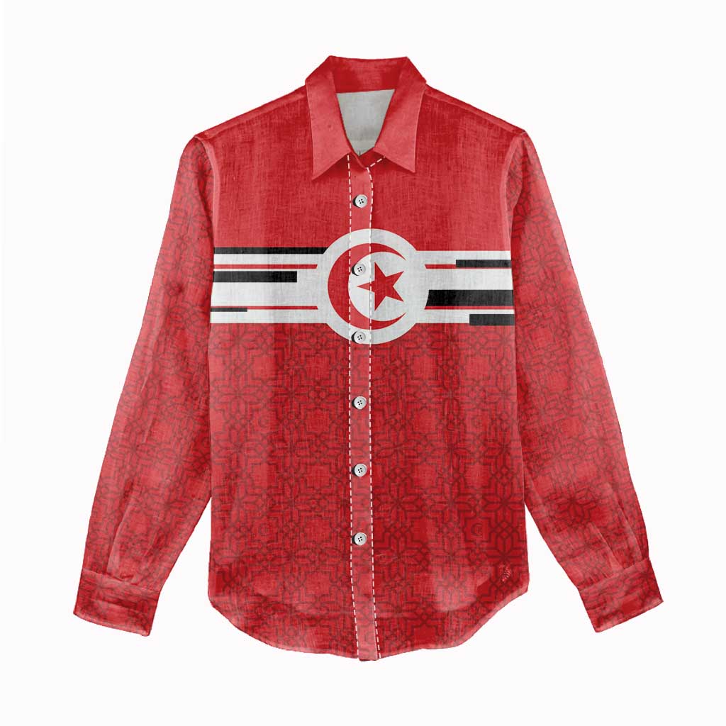 World Football 2026 Tunisia Custom Women Casual Shirt Traditional Islamic Motif - African Pride