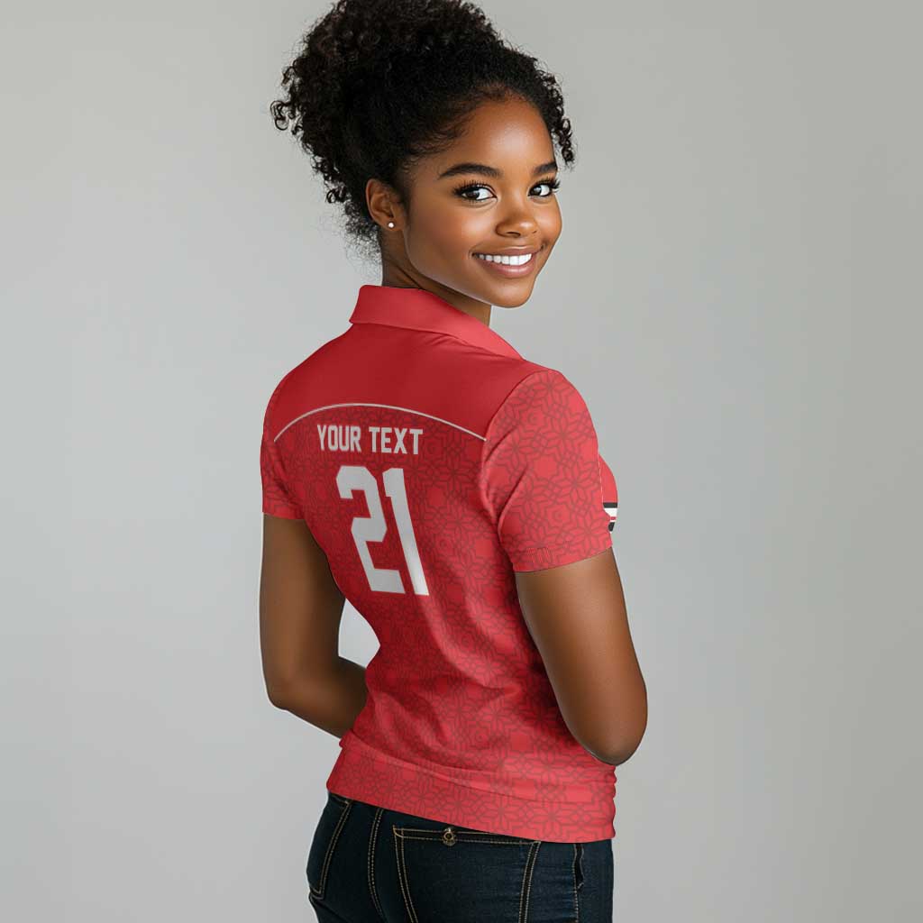 World Football 2026 Tunisia Custom Women Polo Shirt Traditional Islamic Motif - African Pride
