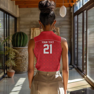 World Football 2026 Tunisia Custom Women Sleeveless Polo Shirt Traditional Islamic Motif - African Pride