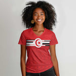 World Football 2026 Tunisia Custom Women V-Neck T-Shirt Traditional Islamic Motif - African Pride