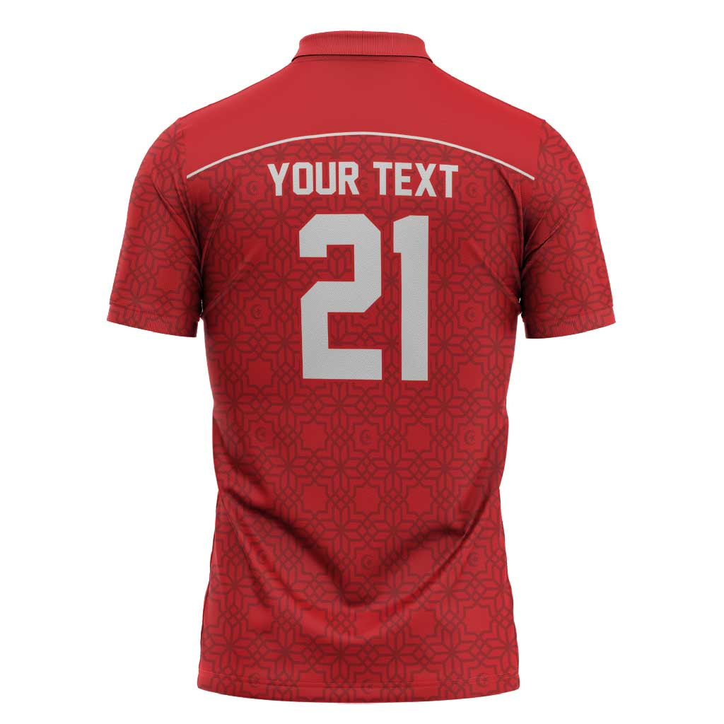 World Football 2026 Tunisia Custom Zipper Polo Shirt Traditional Islamic Motif - African Pride