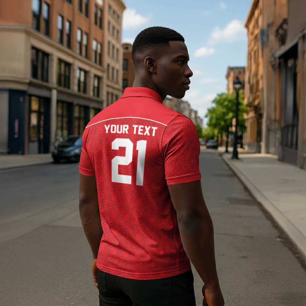 World Football 2026 Tunisia Custom Zipper Polo Shirt Traditional Islamic Motif - African Pride