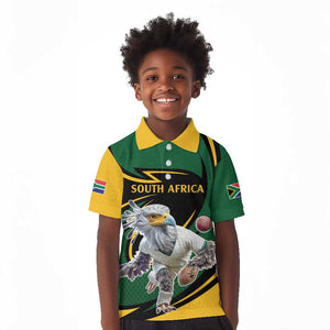 Secretary Bird South Africa Cricket Custom Kid Polo Shirt Unique Pattern