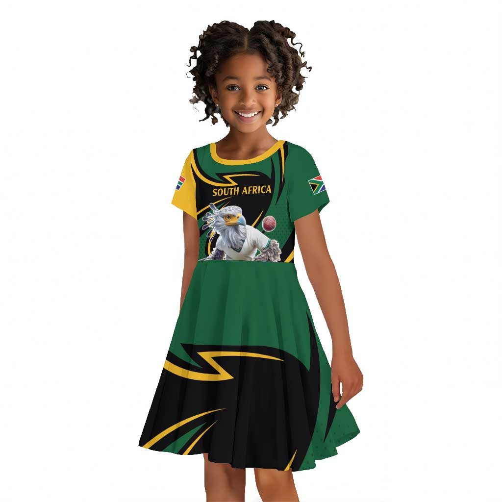Secretary Bird South Africa Cricket Custom Kid Short Sleeve Dress Unique Pattern