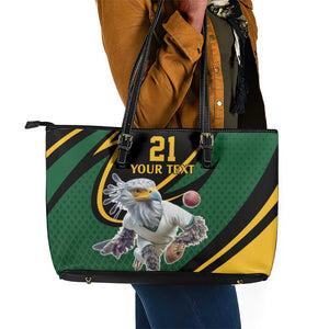 Secretary Bird South Africa Cricket Custom Leather Tote Bag Unique Pattern
