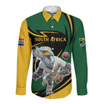 Secretary Bird South Africa Cricket Custom Long Sleeve Button Shirt Unique Pattern
