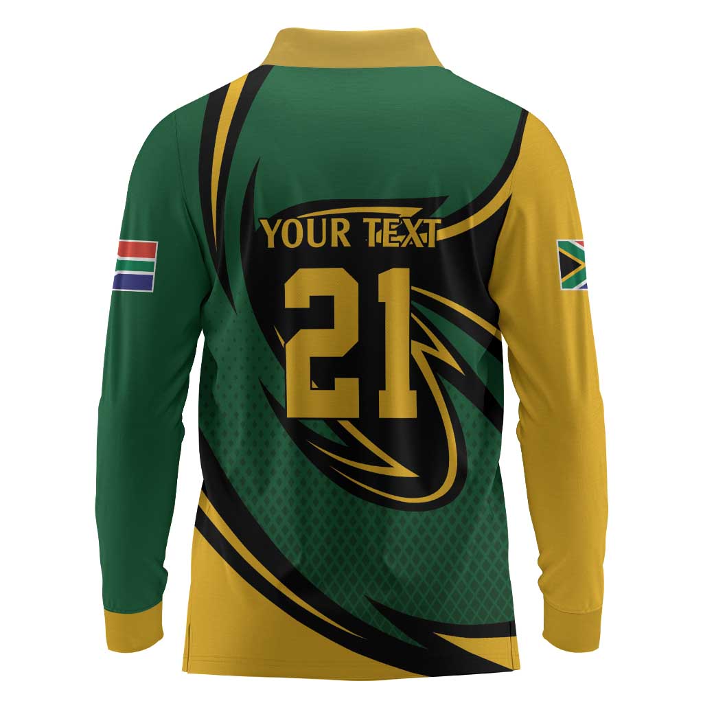 Secretary Bird South Africa Cricket Custom Long Sleeve Polo Shirt Unique Pattern