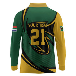 Secretary Bird South Africa Cricket Custom Long Sleeve Polo Shirt Unique Pattern