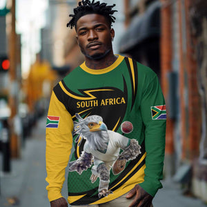 Secretary Bird South Africa Cricket Custom Long Sleeve Shirt Unique Pattern