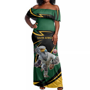 Secretary Bird South Africa Cricket Custom Off Shoulder Maxi Dress Unique Pattern